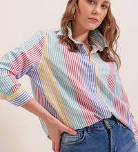 Kadın çizgili gömlek